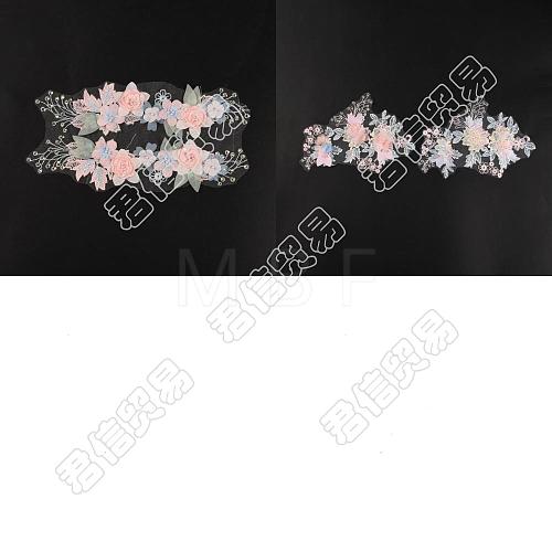  2Pair 2 Style Polyester Embroidery Costume Accessories DIY-NB0007-16-1