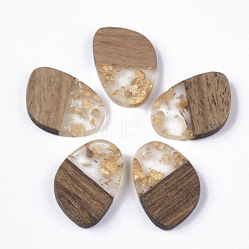 Transparent Resin & Walnut Wood Pendants X-RESI-Q210-006A-A01-1