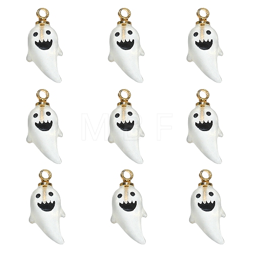 10Pcs Halloween Theme Transparent Resin Ghost Charms RESI-CJ0002-94-1