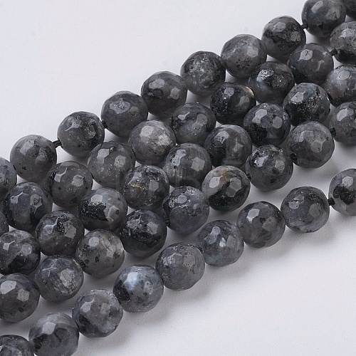 Natural Larvikite Beads Strands G-G542-6mm-27-1