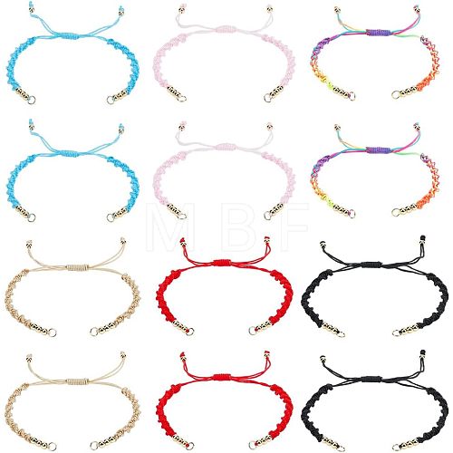  12Pcs 6 Colors Half Finished Braided Nylon Thread Bracelets AJEW-NB0003-62-1