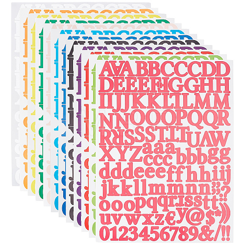 12 Sheets 12 Colors PVC Alphabet Number Stickers DIY-CP0008-66-1