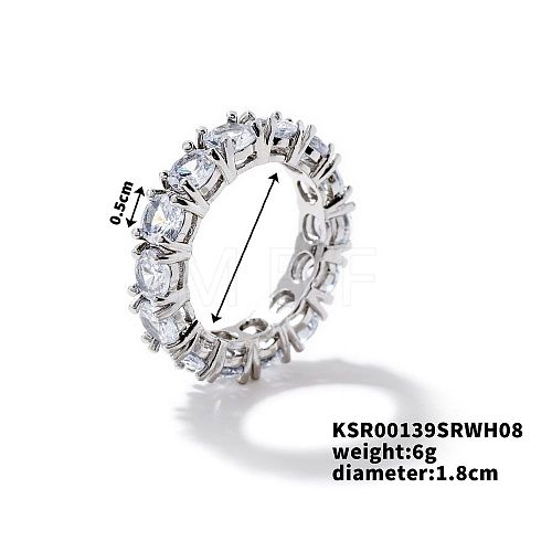 Fashionable European and American Style Brass Rhinestone Ring for Unisex YJ2734-10-1