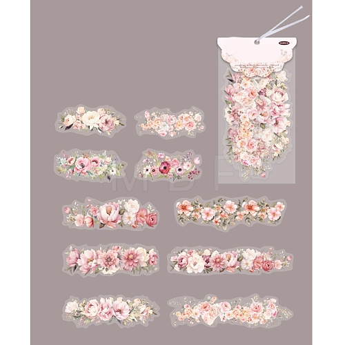 20Pcs 10 Styles Flower PET Stickers PW-WG670F7-05-1