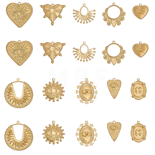 20Pcs 10 Style Brass Pendants KK-CA0002-35-1