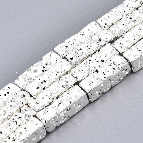 Electroplated Natural Lava Rock Beads Strands G-T114-63S-1