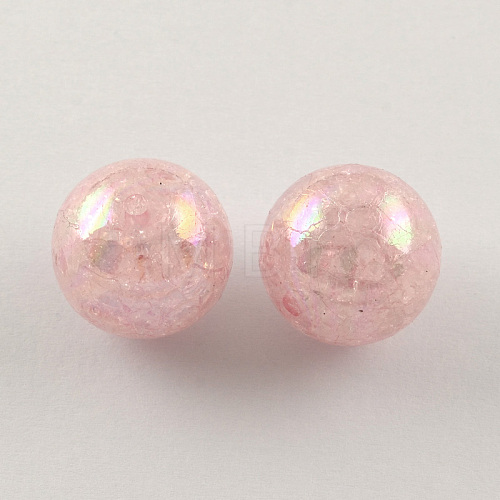 AB Color Transparent Crackle Round Acrylic Beads CACR-S006-01-1