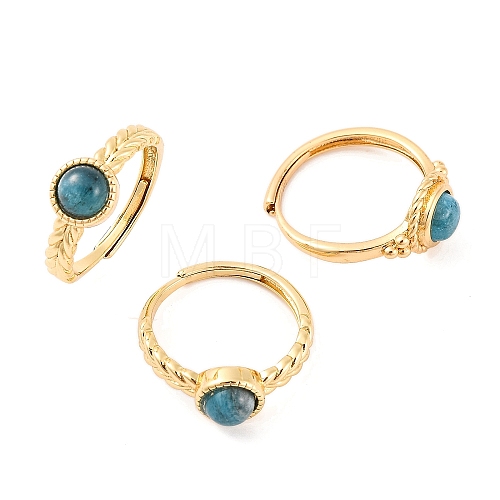 Round Natural Apatite Adjustable Rings RJEW-Q817-03G-02-1