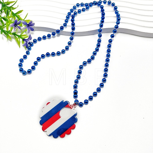 American Flag Style Red Blue White Acrylic Pendant Necklaces PW-WG58DCD-04-1