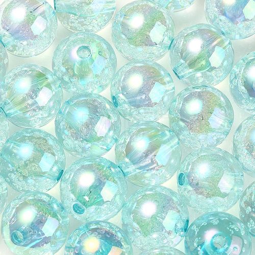 UV Plating Transparent Rainbow Iridescent Acrylic Beads TACR-D010-07D-1