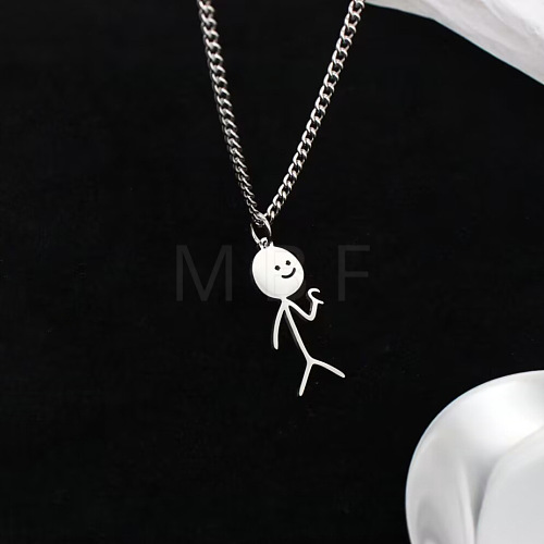 Funny Heart Gestures Stickman Stainless Steel Pendant Necklaces FS-WGF11D3-02-1