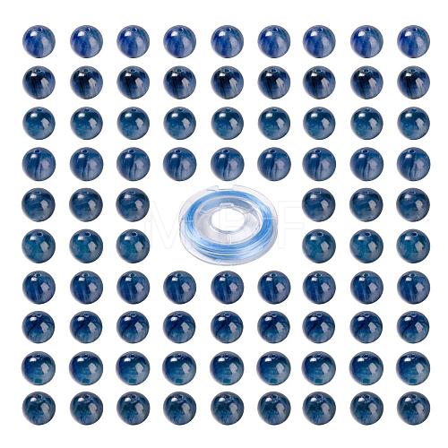100Pcs 8mm Natural Kyanite/Cyanite/Disthene Round Beads DIY-LS0002-52-1