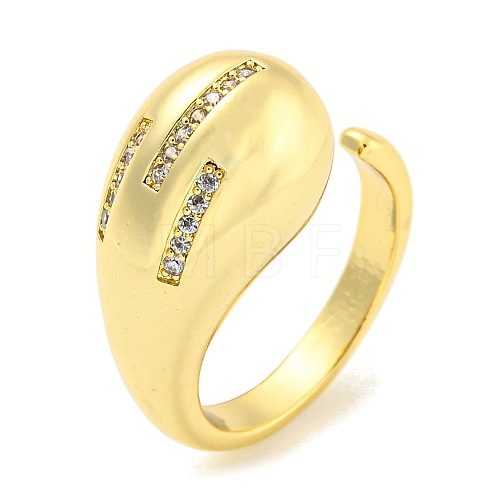 Brass Micro Pave Clear Cubic Zirconia Open Cuff Ring for Women RJEW-M173-02B-G-1