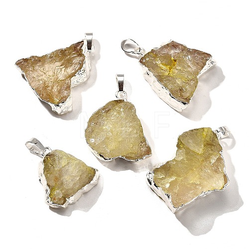 Raw Rough Natural Dyed Quartz Crystal Pendants G-G895-05S-04-1