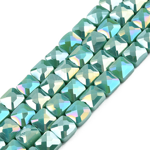 Electroplate Opaque Solid Color Glass Beads Strands EGLA-N002-43-05-1