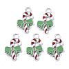 Alloy Candy Cane Enamel Pendants X-ENAM-R041-53-2