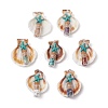 7Pcs 7 Styles Natural Scallop Shell & Dyed Synthetic Turquoise Starfish Pendants PALLOY-JF03564-01-1