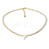 Natural White Shell Letter Faceted Glass Beaded Necklaces with 304 Stainless Steel End Chains SS7282-15-1