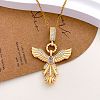 Brass Pave Cubic Zirconia Phenix Pendant Necklaces for Women WGFFBCE-02-1