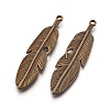 Tibetan Style Alloy Feather Big Pendants TIBEP-A12720-AB-NR-2