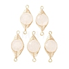 Natural Quartz Crystal Rock Crystal Faceted Hexagonal Cut Flat Round Links Connector Charms with Copper Herringbone Wire-Wrapped KK-Z152-07G-06-1