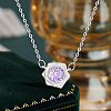Brass Pave Lilac Cubic Zirconia Pendant Necklaces WG96DED-01-1