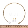 Round Plastic Imitation Pearl Stud Earrings & Rectangle Cubic Zirconia Rhinestone Cuff Choker Necklaces Sets SJEW-U003-06G-5