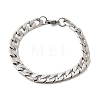201 Stainless Steel Cuban Link Chains Bracelets for Women Men STAS-T077-19A-03P-4