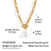 Imitation Baroque Keshi Pearl Teardrop Pendant 304 Stainless Steel Figaro Chain Necklaces with OT Clasps for Women OV1022-1-2