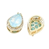 Teardrop Brass Micro Pave Cubic Zirconia Bead KK-C251-24G-2