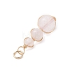 Natural Rose Quartz Round Beaded Pendants PALLOY-JF04700-01-4