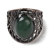 Natural Green Aventurine Oval Adjustable Rings RJEW-K271-06R-18-3