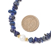 White Round Shell Pearl and Natural Lapis Lazuli Chip Beaded Necklaces NJEW-JN05740-02-3