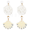 ANATTASOUL 2 Pairs 2 Color Resin Shell Shape Dangle Stud Earrings with Imitation Pearl Beaded EJEW-AN0002-62-1