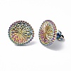 Ion Plating(IP) 304 Stainless Steel Flower Stud Earrings for Women EJEW-F300-15MC-1