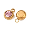 Birthstone 201 Stainless Steel Rhinestone Charms STAS-G368-01G-3