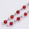 Handmade Natural Carnelian Beaded Chains AJEW-JB00237-04-1