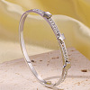 304 Stainless Steel & Crystal Rhinestone Hinged Bangles for Women WG2CEEC-02-2