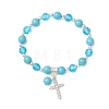2Pcs Cross Alloy Rhinestone Charm Bracelets BJEW-JB12882-4