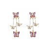 Butterfly Alloy Rhinestone Dangle Stud Earrings FS-WG259EB-01-6