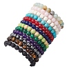 12Pcs 12 Styles 8mm Mixed Gemstone Round Beaded Stretch Bracelets Sets BJEW-JB10929-5