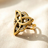 304 Stainless Steel Rhinestone Cuff Open Rings RJEW-H269-07G-4