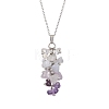 Gradient Color Mixed Gemstone Chip Pendant Necklaces NJEW-JN05042-4