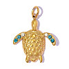 304 Stainless Steel with Sapphire Rhinestone Pendants RB-OY001-40G-1