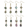 Abalone Shell/Paua Shell & Shell Pearl Bead Dangle Earrings EJEW-JE07322-2