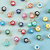 40Pcs 10 Colors Real 18K Gold Plated Plated Brass Enamel Beads KK-NB0001-45-4