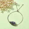 Natural Lapis Lazuli Bullet Link Slider Bracelets BJEW-JB09901-03-5