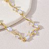 Brass Glass Flower Link Chain Bracelets KK-CBA7DFA-01G-02-2