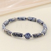 Natural Blue Spot Jasper Beaded Stretch Bracelets for Men Women WGE4A78-06-1
