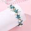 2Pcs 2 Colors Ocean Theme Round Shell Pearl Beads Charm Bracelets BJEW-JB14133-4
